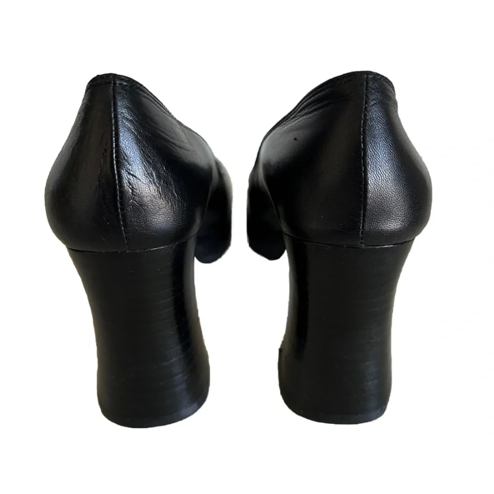 Y2K 90s Enzo Angiolini square toe suede leather black Platform Slip On 7 Retro - Picture 5 of 13